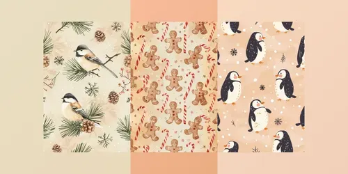 Cozy Winter Theme Seamless Patterns generated by midjourney