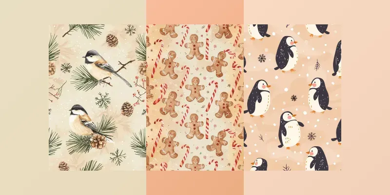 Cozy Winter Theme Seamless Patterns