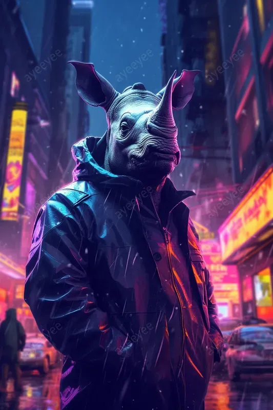 Cyberpunk Neon Wildlife Animals