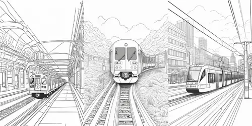 Public Transportation Coloring Book Page generated by stable-diffusion
