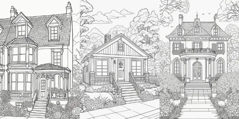 Cozy House Coloring Book Pages generated by undefined