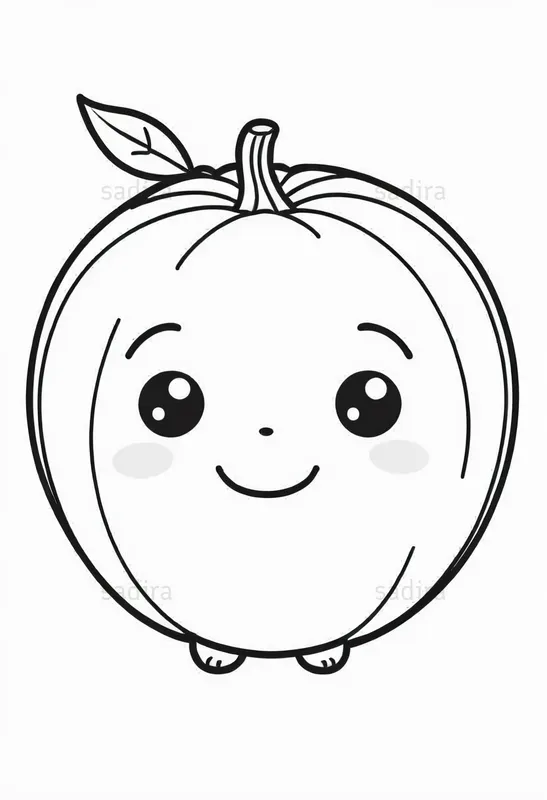 Kawaii Fruits Coloring Book Pages