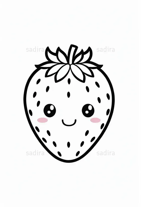Kawaii Fruits Coloring Book Pages