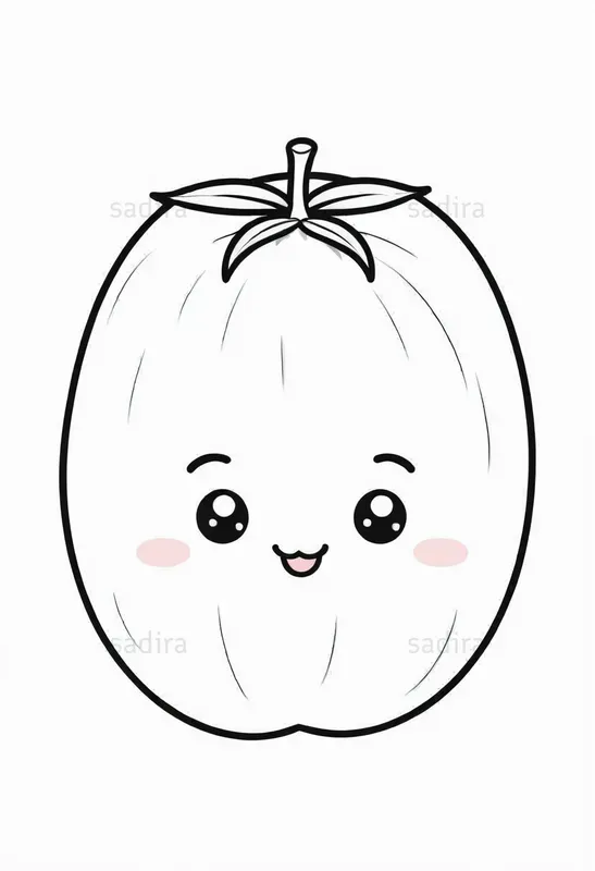 Kawaii Fruits Coloring Book Pages