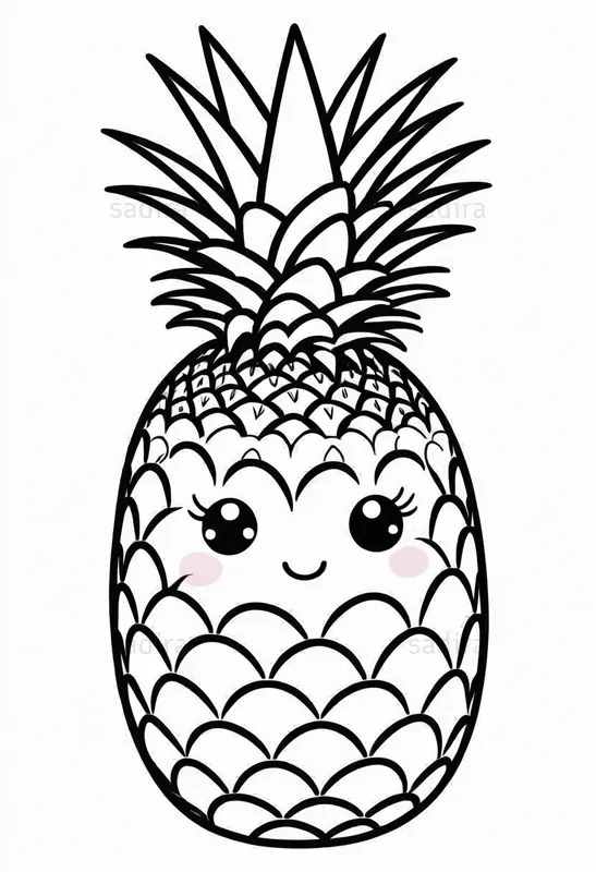 Kawaii Fruits Coloring Book Pages