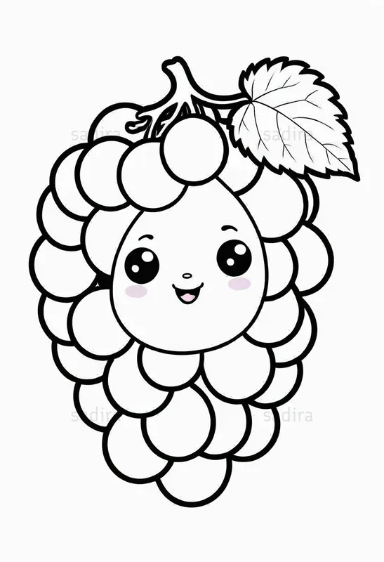 Kawaii Fruits Coloring Book Pages