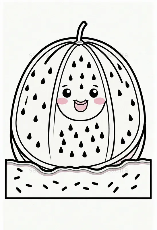 Kawaii Fruits Coloring Book Pages