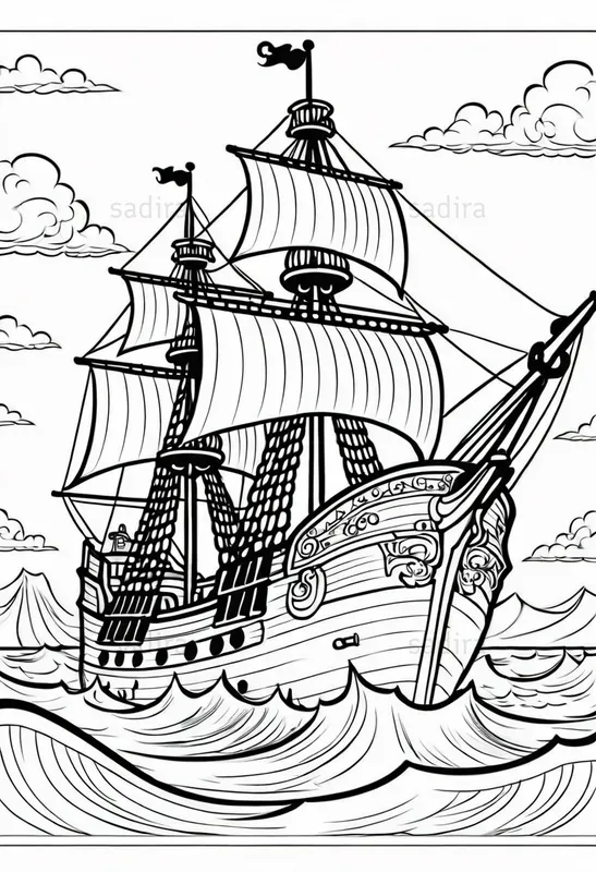 Pirate Elements Coloring Book Pages