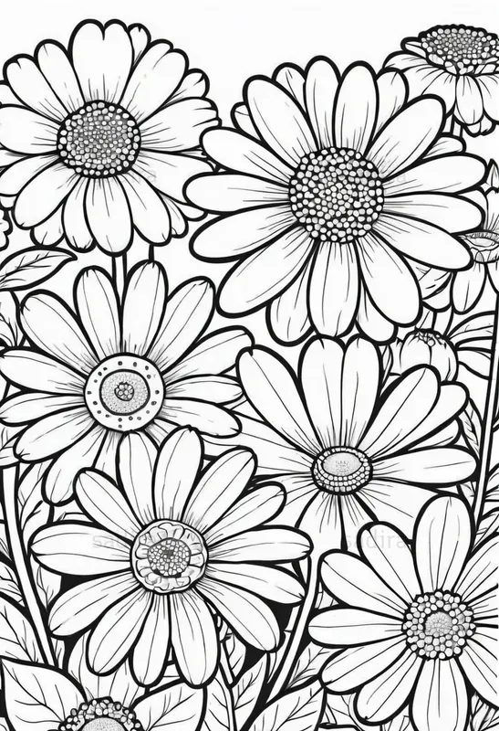 Folk Floral Coloring Book Pages