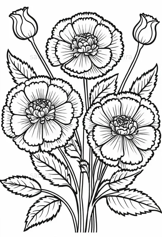 Folk Floral Coloring Book Pages