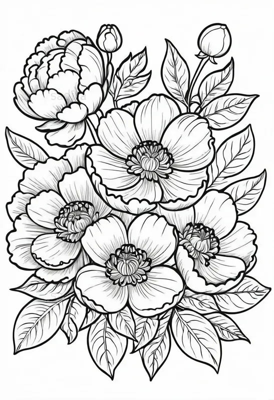 Folk Floral Coloring Book Pages