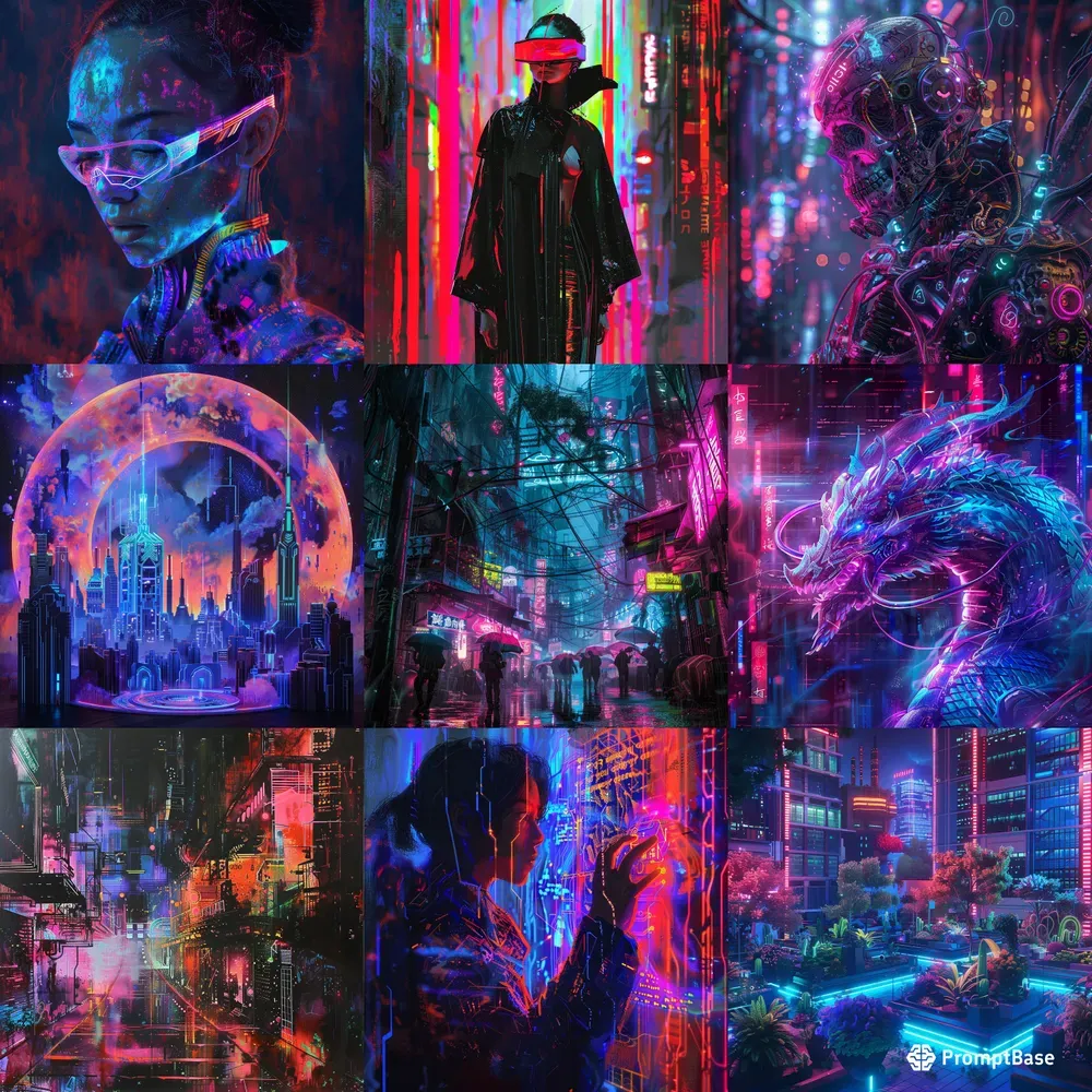 Beauty Neon Magic Cyberpunk Fantasies