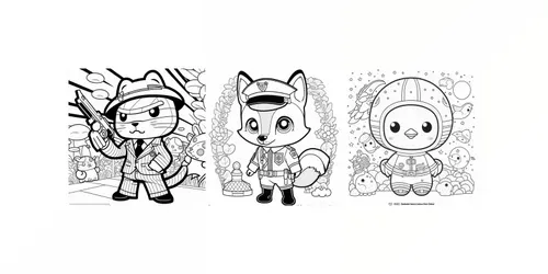 Animals At Work Children Coloring Pages generated by midjourney