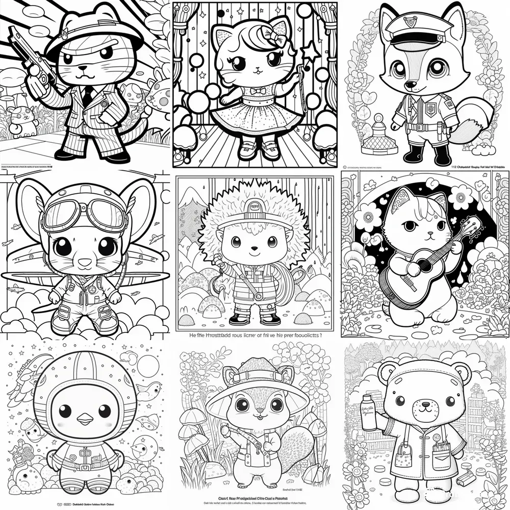 Animals At Work Children Coloring Pages