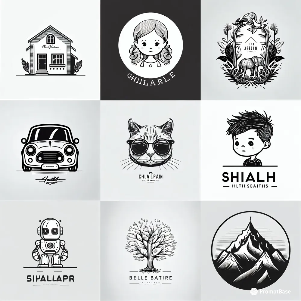 Black And White Line Logos