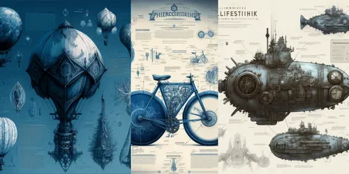 Frostpunk Style Product Blueprints generated by midjourney