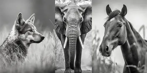 Black And White Animal Portraits generated by midjourney