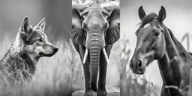 Black And White Animal Portraits generated by undefined