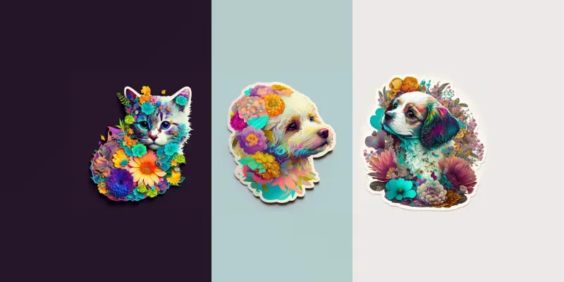 Animals Flower Stickers generated by undefined