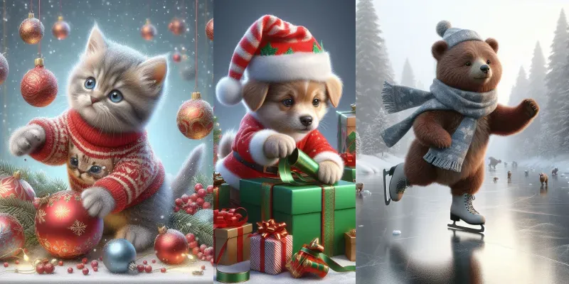 Cute Animal Christmas Cards generated by undefined