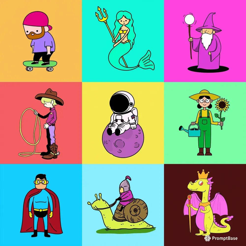 Vibrant Cartoon Characters Illustrations