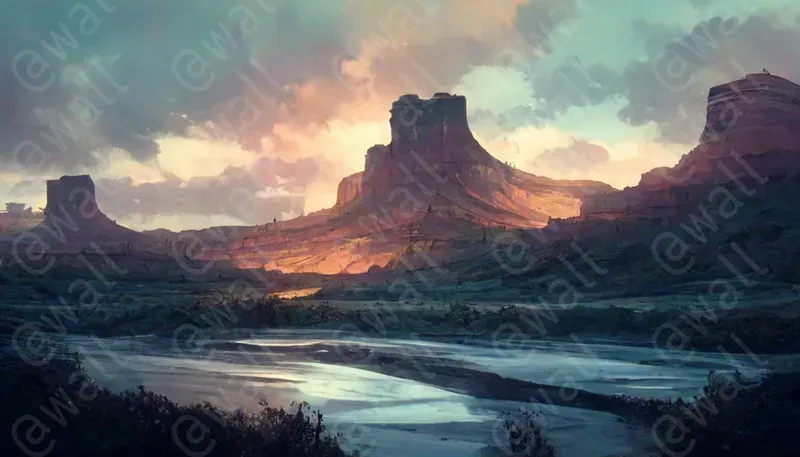 Colored Ink Washes Canyons