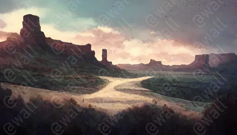 Colored Ink Washes Canyons