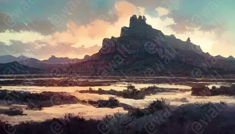 Colored Ink Washes Canyons