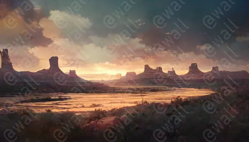 Colored Ink Washes Canyons