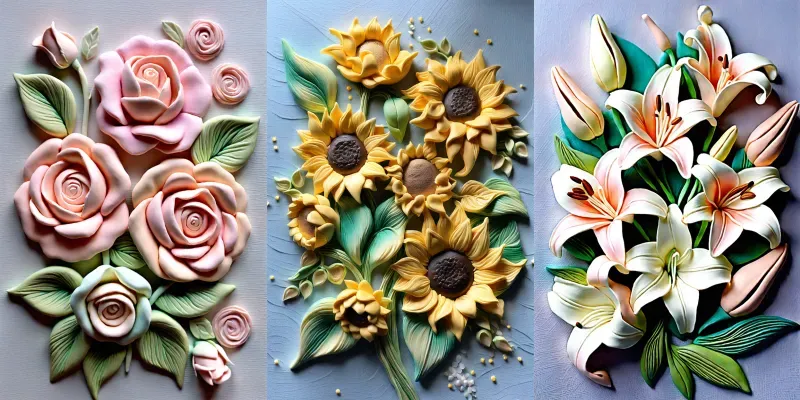3D Clay Flowers Art generated by undefined