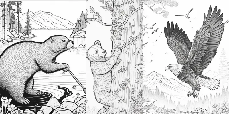 Woodland Animals Coloring Books generated by undefined