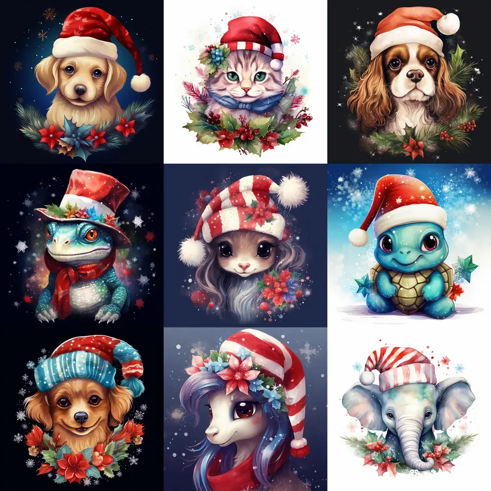 Festive Christmas Themed Animal Images