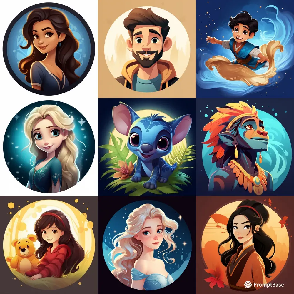 Disney Avatar Profile Illustrations