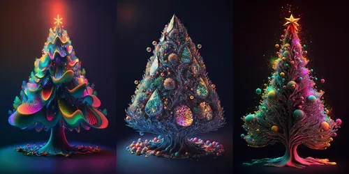 Psychedelic Christmas Trees generated by midjourney