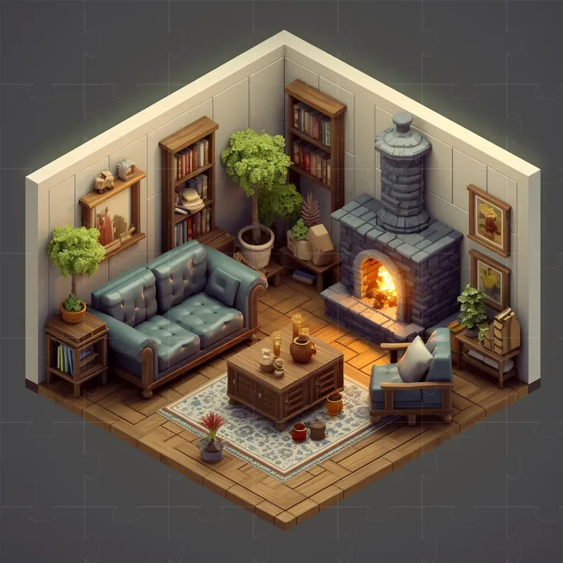 3D Isometric Cute Miniature Rooms
