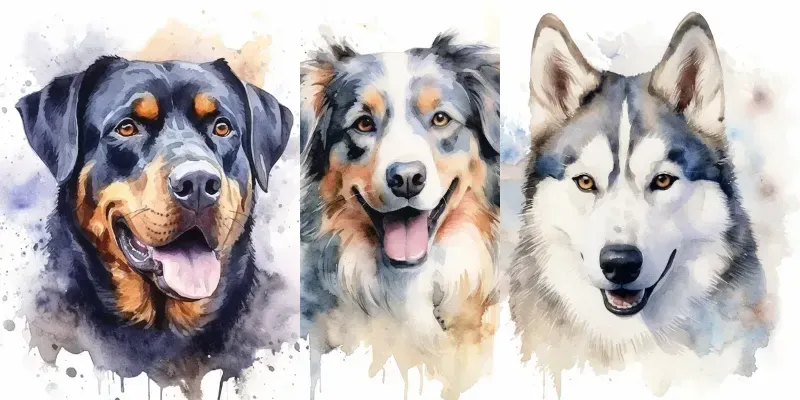 Watercolor Dog Breed Illustrations generated by undefined