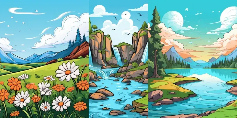 Simple 2D Children Book Scenes generated by undefined