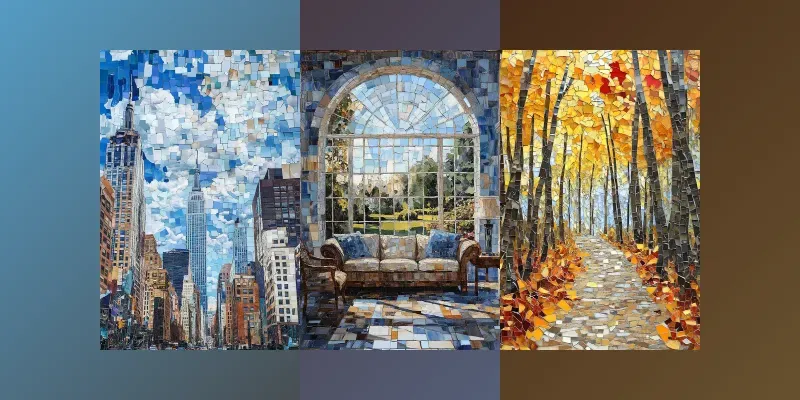 Charming Broken Glass Mosaic Art generated by undefined