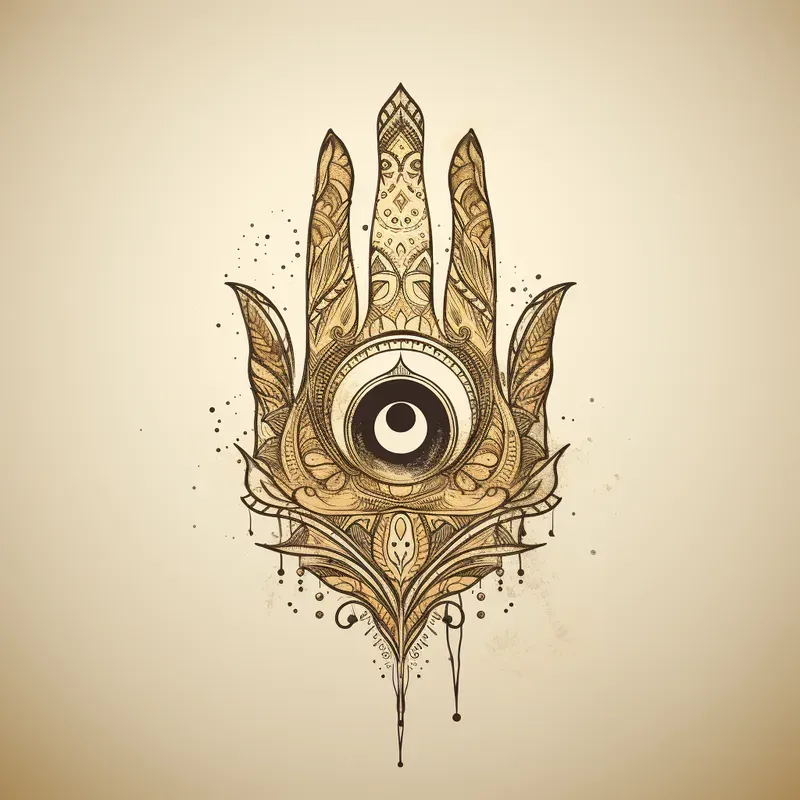 Neutral Clay Tone Bohemian Tattoo Design