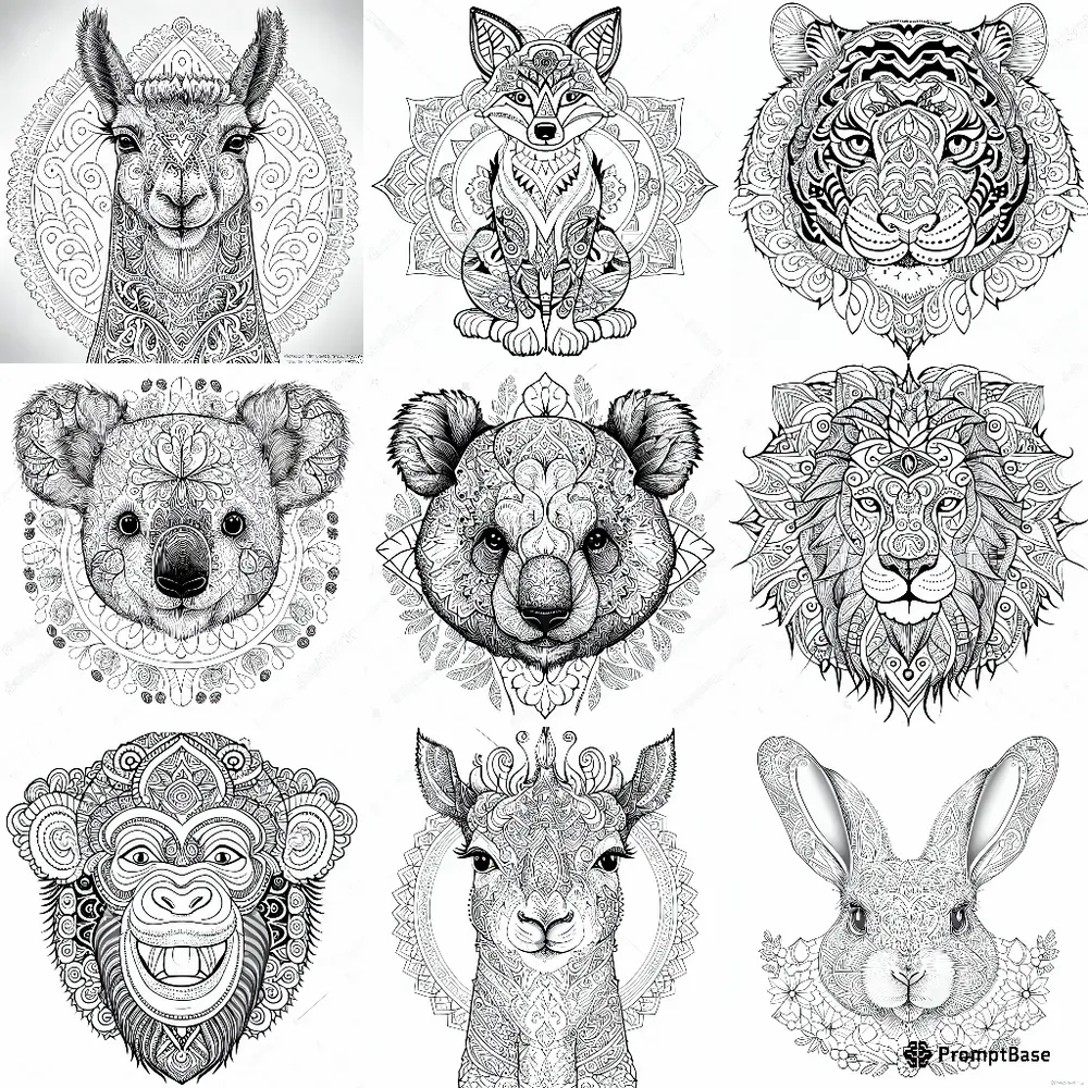 Animal Mandala For Coloring Books And Tatoos