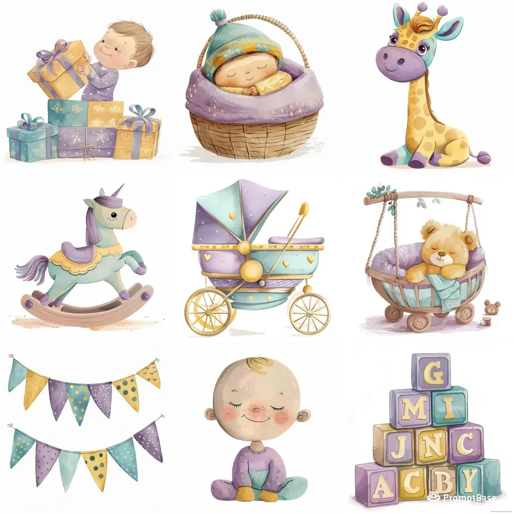 Baby Shower Cliparts Midjourney Prompt | PromptBase
