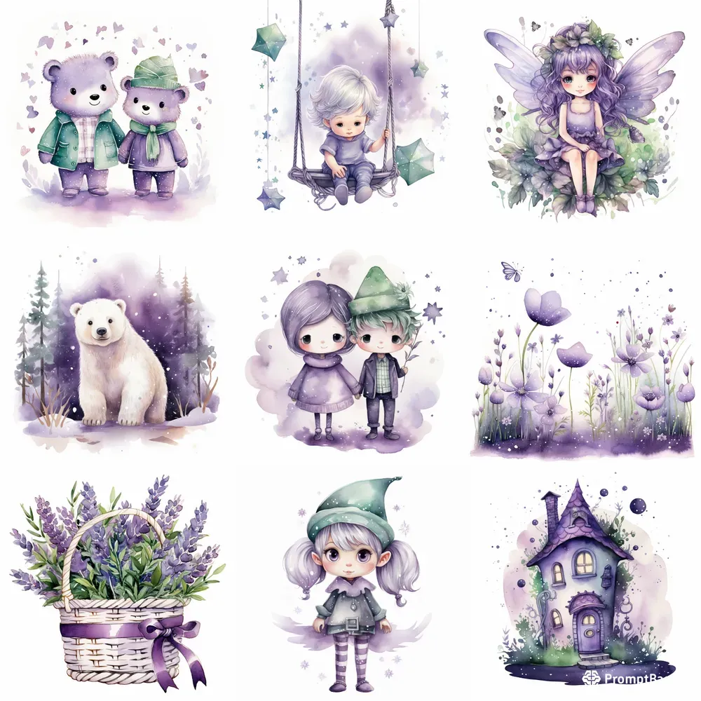 Enchanted Watercolor Clipart Nursery Art Midjourney Prompt | PromptBase