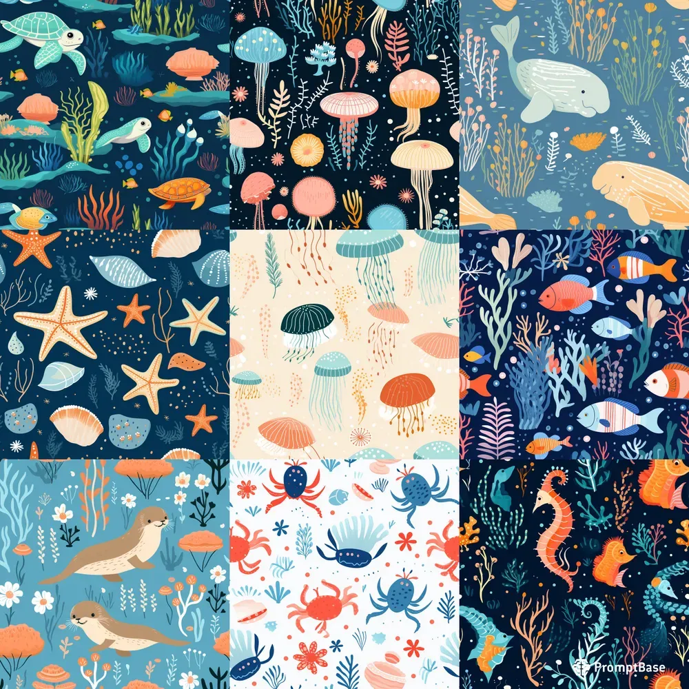 Ocean Creature Patterns Midjourney Prompt | PromptBase