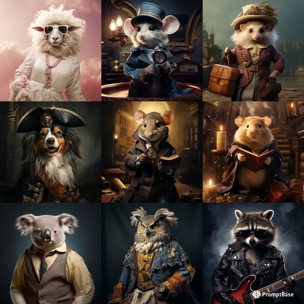 Classic Animal Portraits Midjourney Prompt | PromptBase