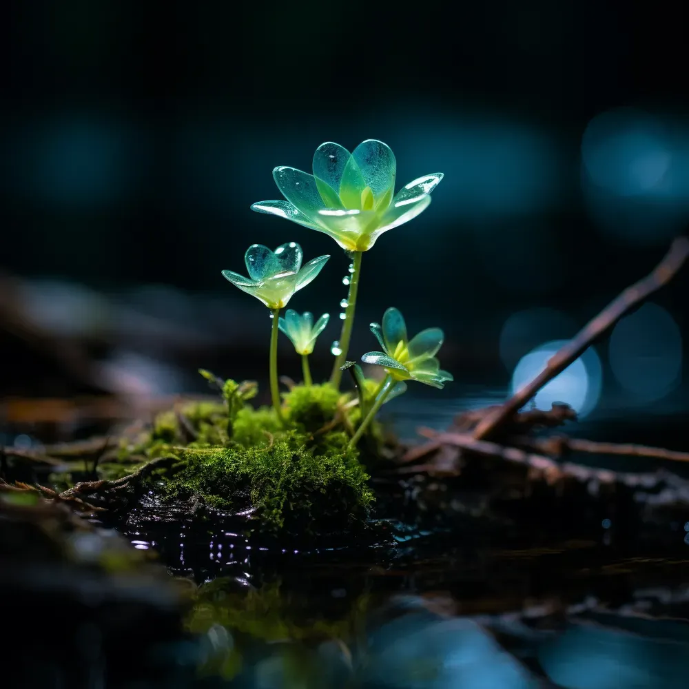 Bioluminescent Plant Photographs Midjourney Prompt | PromptBase