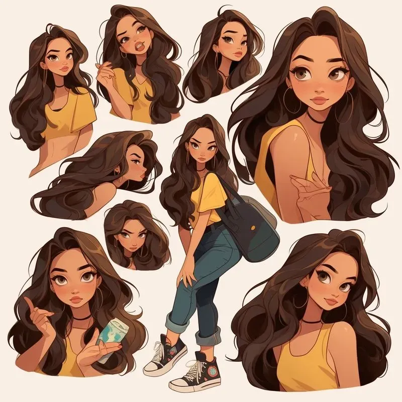 Expressive Character Sheet Illustrations Midjourney Prompt | PromptBase