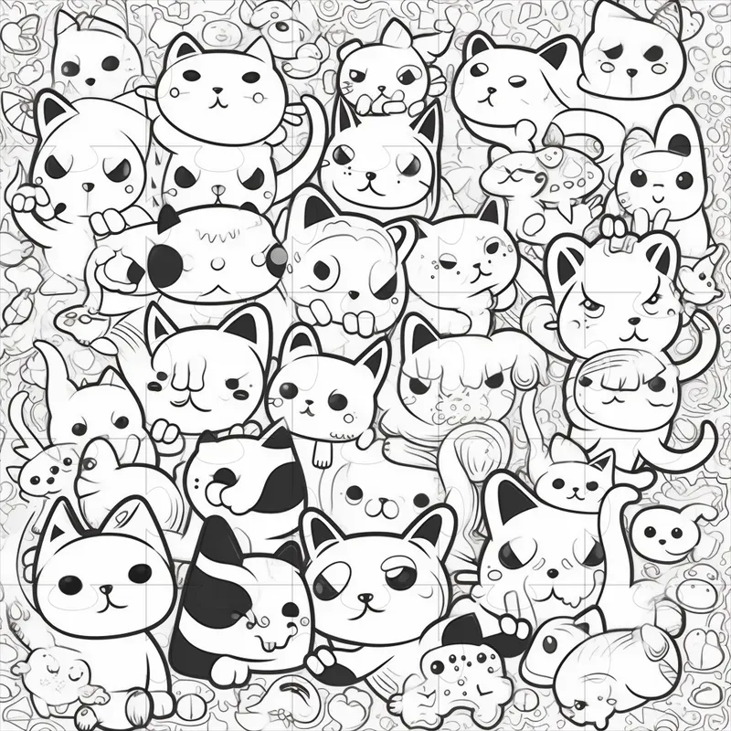 Kawaii Doodle Art Coloring Pages Midjourney Prompt | PromptBase