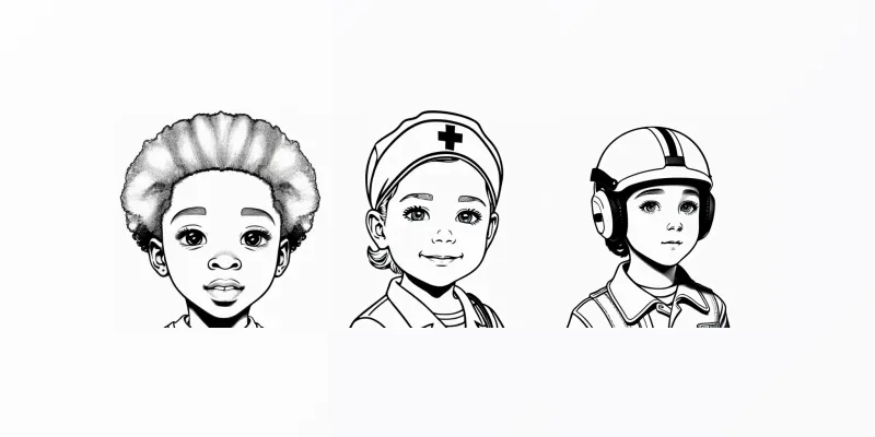 Kids Portraits For Coloring Books Stable Diffusion Prompt | PromptBase