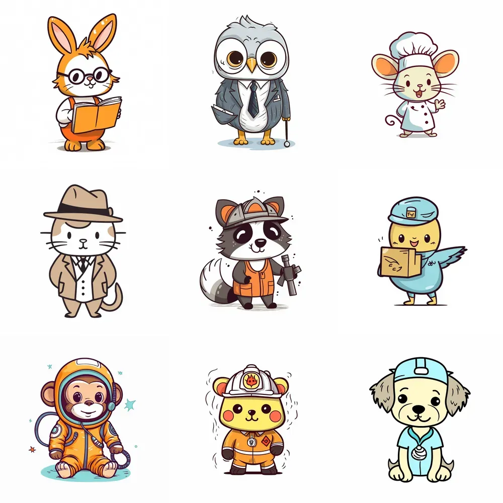 Cute Baby Animals In Various Professions Midjourney Prompt | PromptBase