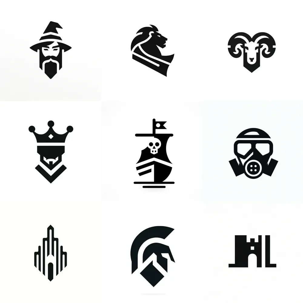 Monochromatic geometric logos dall e prompt promptbase